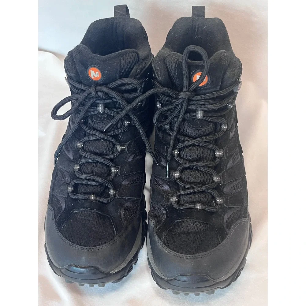 Merrell Moab 3 Mid Hiking Boots Mens 10.5W Black Gorpcore Outdoor Trail Shoes